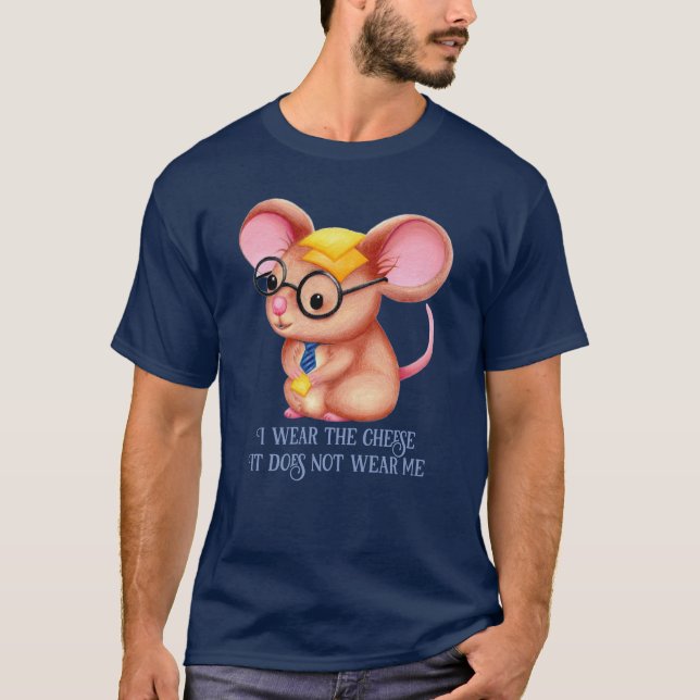 Furry Cheese Man Business Mouse Tie Glasses Nerdy T Shirt (Framsida)