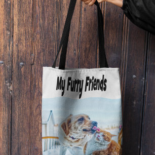 Furry Friends Katt och Hund Foto Tygkasse