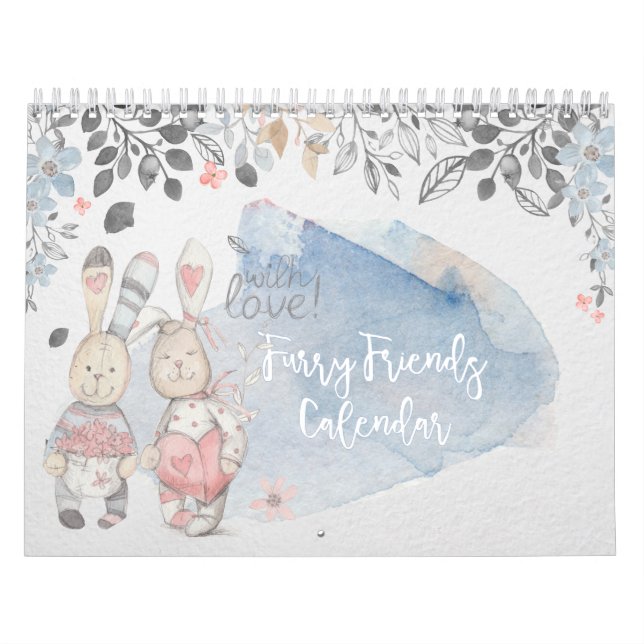 Furry Friends Watercolor Rabbit Calendar Kalender (Omslag)