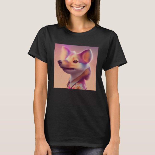 Furry Fuzzy Sneaky Squirrel Ferret Animal Peach Go T Shirt (Framsida)