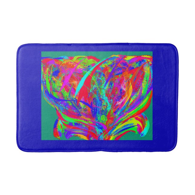 Furry Rainbow Colored Flower Badrumsmatta (Framsidan)