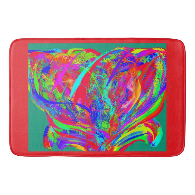 Furry Rainbow Colored Flower Badrumsmatta (Framsidan)