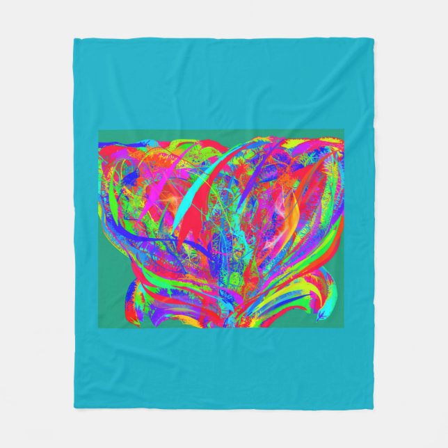 Furry Rainbow Colored Flower Fleecefilt (Framsidan)