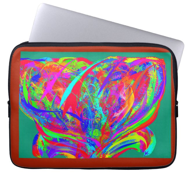 Furry Rainbow Colored Flower Laptop Sleeve (Framsidan)