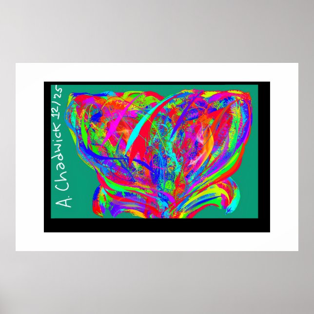 Furry Rainbow Colored Flower Poster (Framsidan)