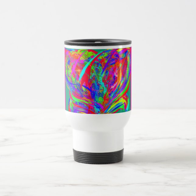 Furry Rainbow Colored Flower Travel Mug Resemugg (Center)