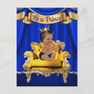 Furstliga Royal Blue Baby Shower-inbjudningar i gu Inbjudningar