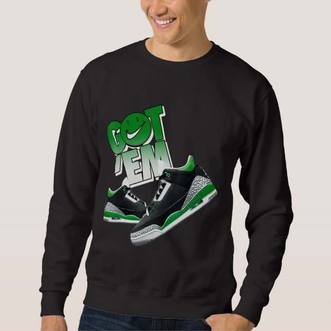 Furumörkgröna 3s T-shirts Att Matcha Sneaker Match Lång Ärmad Tröja (Framsida)