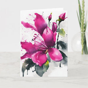 Fuschia - Akvarellblommor Kort
