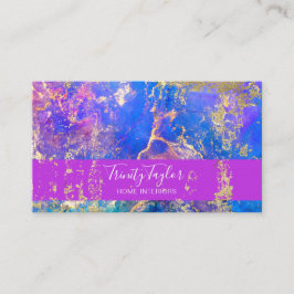 Fuschia Blue Marble Bläck & Gold Foil  Visitkort