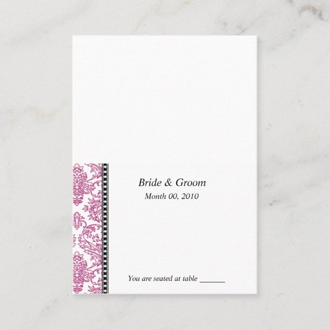Fuschia Bröllop Placecards Placeringskort (Framsida)