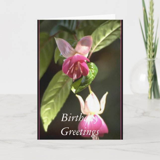 Fuschia   födelsedaghälsningar kort (Framsida)