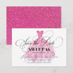 Fuschia Glitter Elegant Dress Sweet 16 Birthday Spara Datumet