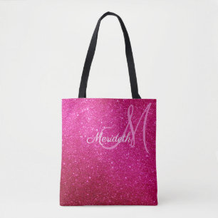 Fuschia Glitter och Sparkles monogrammade Tygkasse