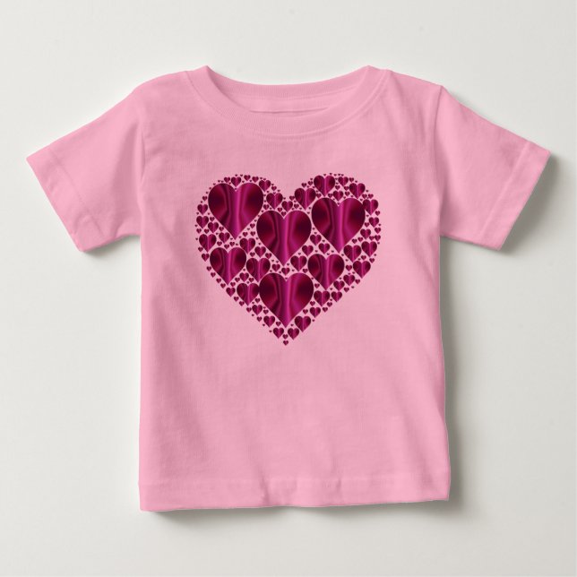 Fuschia Hjärtar inuti ett hjärta Tee Shirt (Framsida)