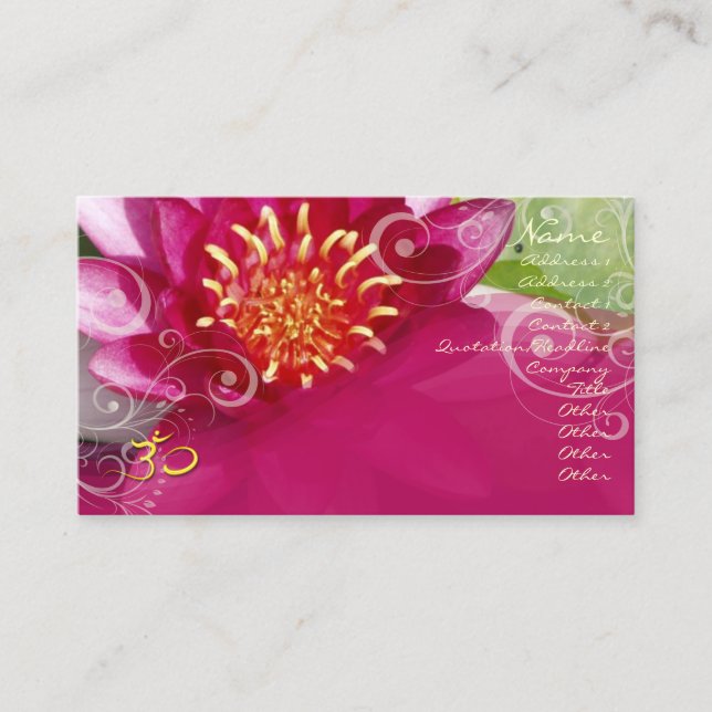 Fuschia lotus + snurrar visitkort (Framsida)