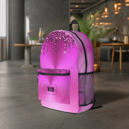 Fuschia Metallic Glitter Drip Monogrammed Monogram