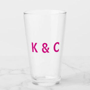 Fuschia Monogram Modern Bröllop Glaskopp