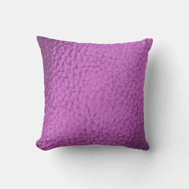 Fuschia Mörk Faux Leather Design Kudde (Framsida)