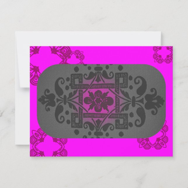 Fuschia och Grått Modern Response Card OSA Kort (Framsida)