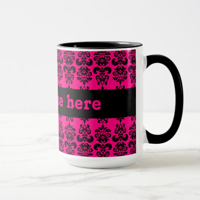 Fuschia och svart mini-dammavtryck mugg (Höger)