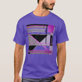 Fuschia Olive Lilac Black Geometric Abstrakt Art T Shirt