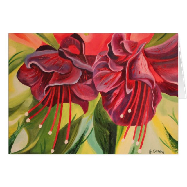 Fuschia oljemålningkort av Joanne Casey Hälsningskort (Framsidan Horizontal)