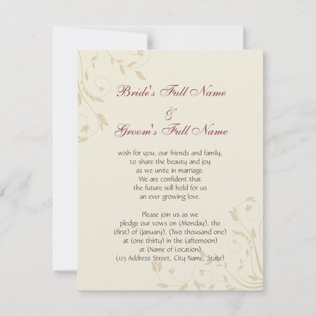 Fuschia påskliljar och vete inbjudningar (Baksida)