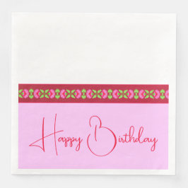 Fuschia Rosa Blommigt Pappersservett