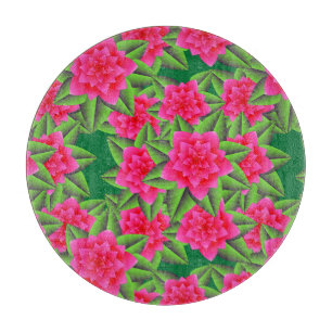 Fuschia Rosa Camellias och Grönt Lövs