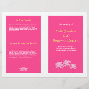 Fuschia rosa handflatan träd sommar-bröllopsprogra