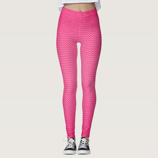 Fuschia rosa mönstrade aktivkläder leggings (Framsida)
