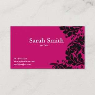 Fuschia rosa paisley damastvisitkort visitkort