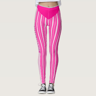 Fuschia & Rosa Randiga Leggings med Anpassad Text