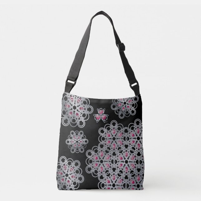 Fuschia Toruspher ePolyHexaBloom Crossbody Tote Axelväska (Framsida)