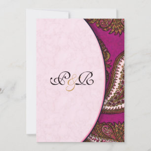 Fuscia Paisley bröllopsinbjudan Inbjudningar