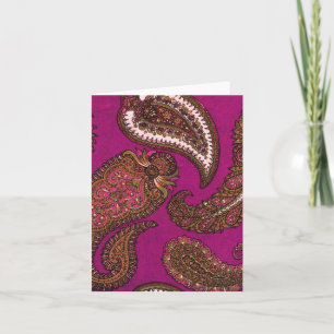 Fuscia Paisley noterar kort