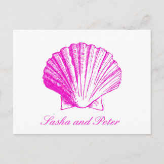 Fuscia Snäcka Beach Wedding OSA Postcard Inbjudan Vykort