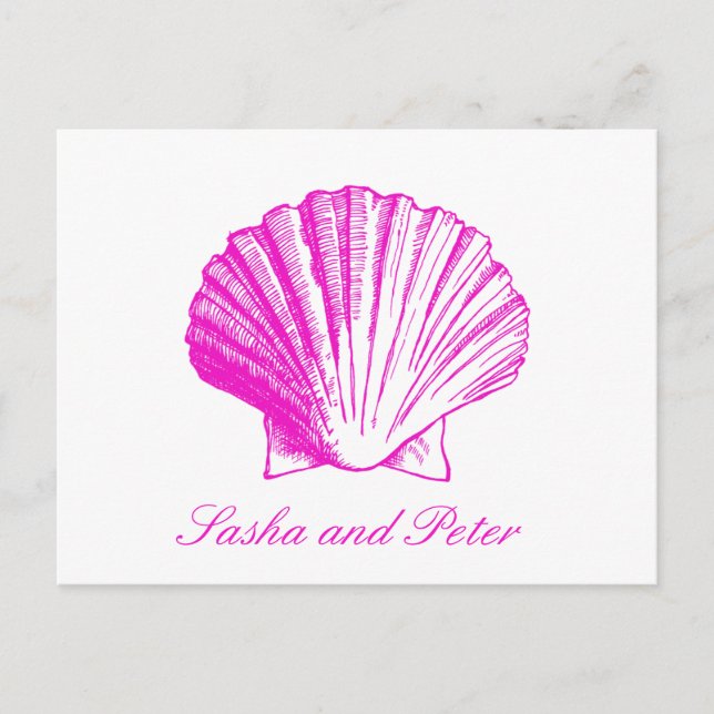 Fuscia Snäcka Beach Wedding OSA Postcard Inbjudan Vykort (Framsida)