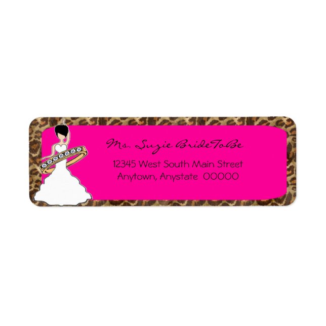 Fuscia Vild Side Raven Bride Adressetiketters Returadress Etikett (Framsidan)