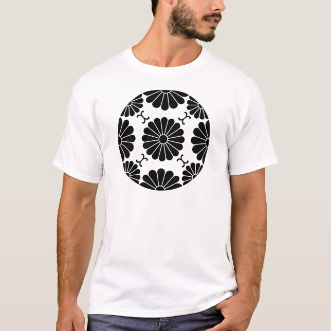Fusen-stil krysantemumblomning t-shirt (Framsida)