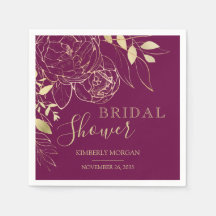 Fushcia & Guld Modern Blommigt Möhippa Napkins