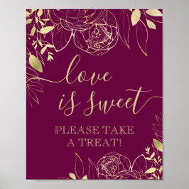 Fushcia & Guld Modern Blommigt Sweet Favor Bord Poster