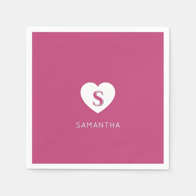 Fushcia Ro Rosa Monogram Pappersservett (Framsidan)