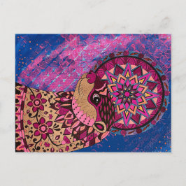 Fushia Blommigt Otter Vykort