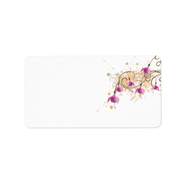 Fushia-blommor - etikett adressetikett (Framsidan)