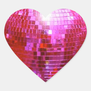 FUSHIA DISCO BOLL DANCE PARTY HJÄRTFORMAT KLISTERMÄRKE