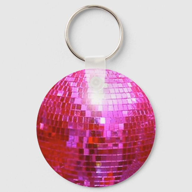 FUSHIA DISCO BOLL DANCE PARTY KEYCHAIN NYCKELRING (Framsida)