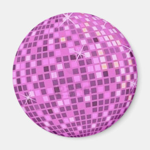 FUSHIA Disco-boll-on-black-bakgrund Magnet