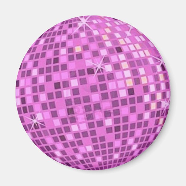 FUSHIA Disco-boll-on-black-bakgrund Magnet (Framsidan)